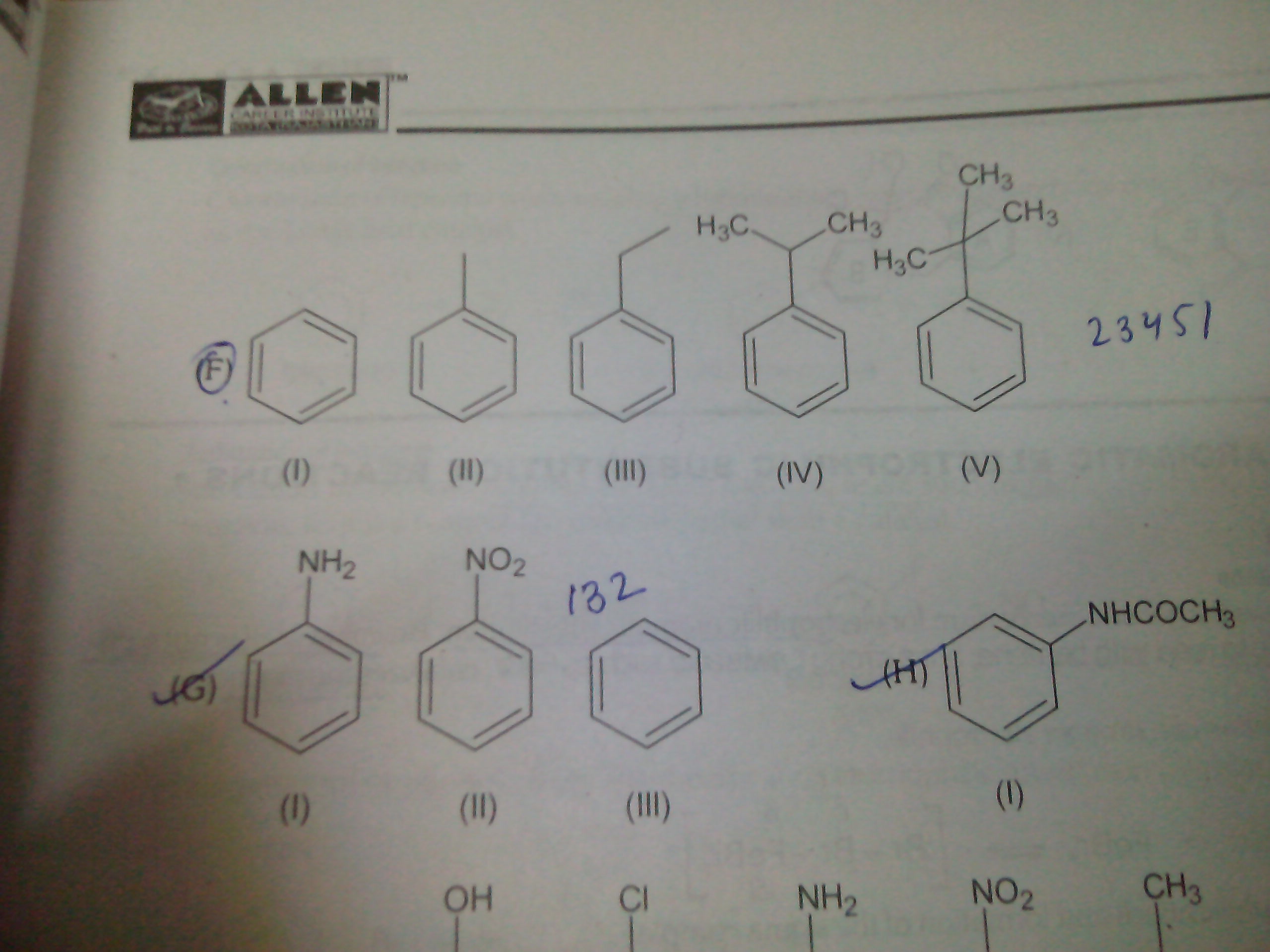 Question image for In question F write the decreasing order towards
